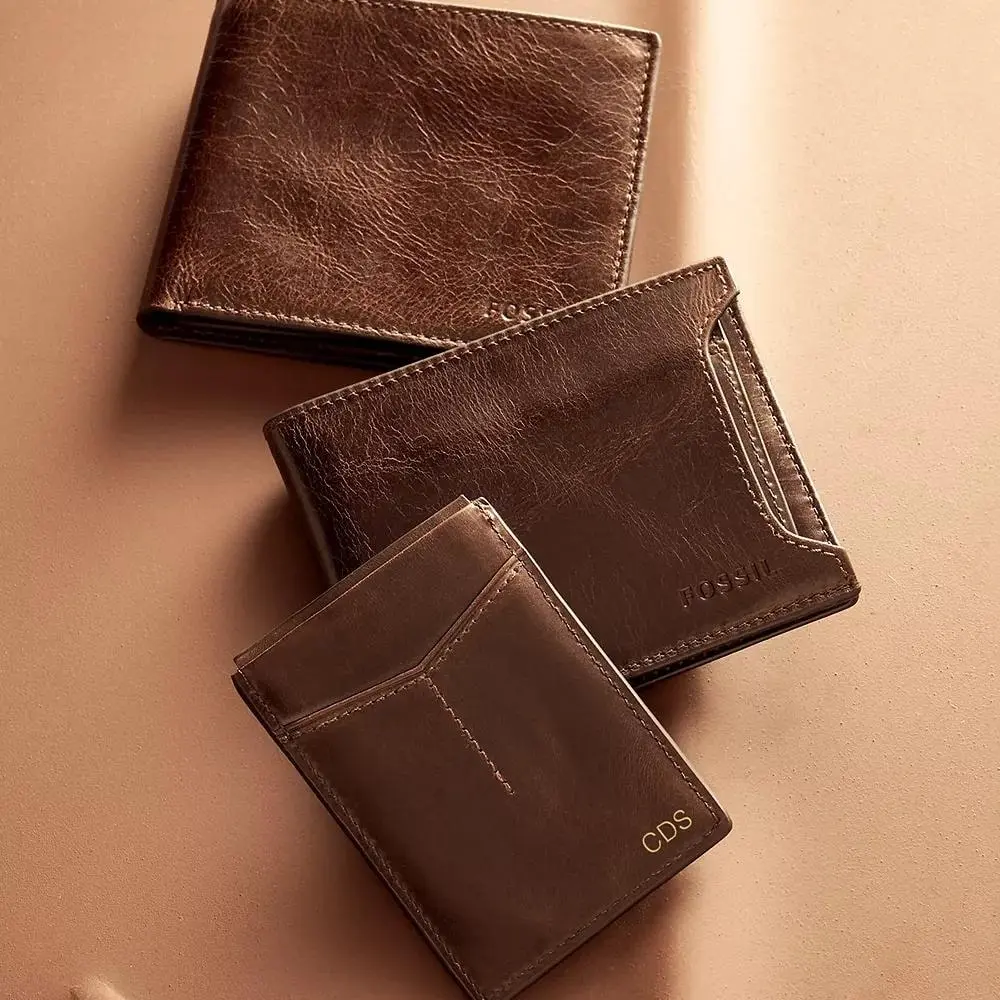 Billetera plegable de cuero de Fossil