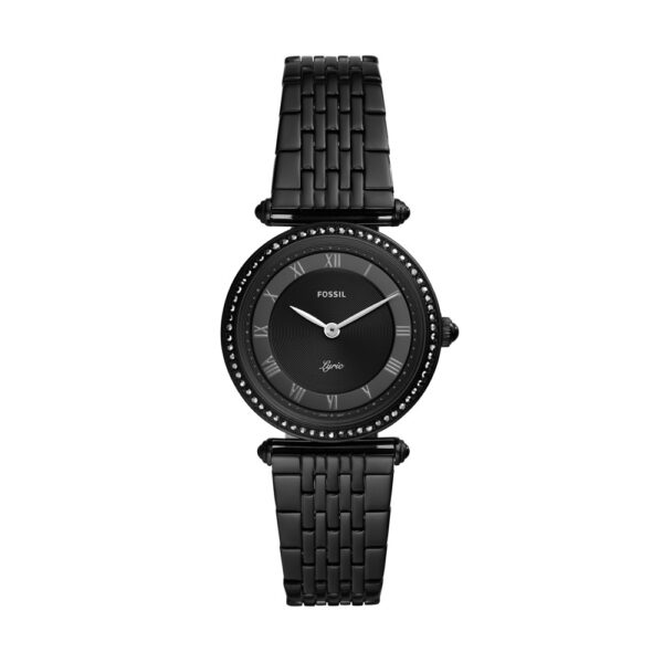 Reloj Lyric de tres manecillas de acero inoxidable negro