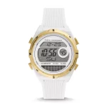 Reloj digital blanco con energía solar