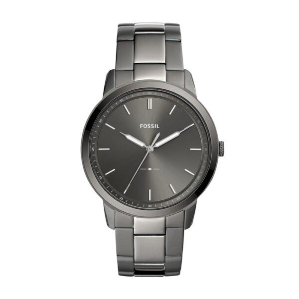 Fossil Reloj de pulsera minimalista de acero inoxidable ahumado para hombre de 44 mm - FS5459