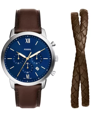 Reloj Fossil Set Neutra de cuero marrón con cronógrafo