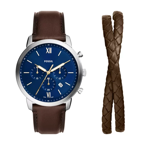 Reloj Fossil Set Neutra de cuero marrón con cronógrafo